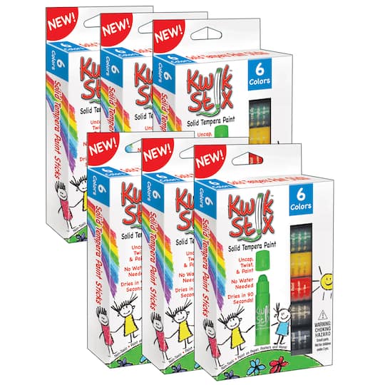 4 Packs: 6 Packs 6 ct. (144 total) Kwik Stix™ Primary Solid Tempera Paint Sticks